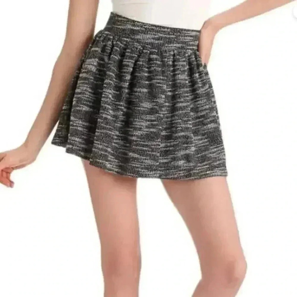 Free People Tweed Mini Skirt - Holly Go Lightly - Black White Gray - Size L - Picture 1 of 6